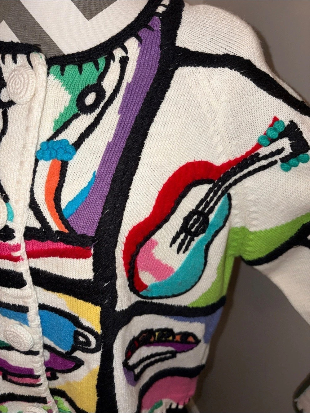 Michael Simon Multicolor Art Knit Cardigan Size Large - Picture 5 of 10